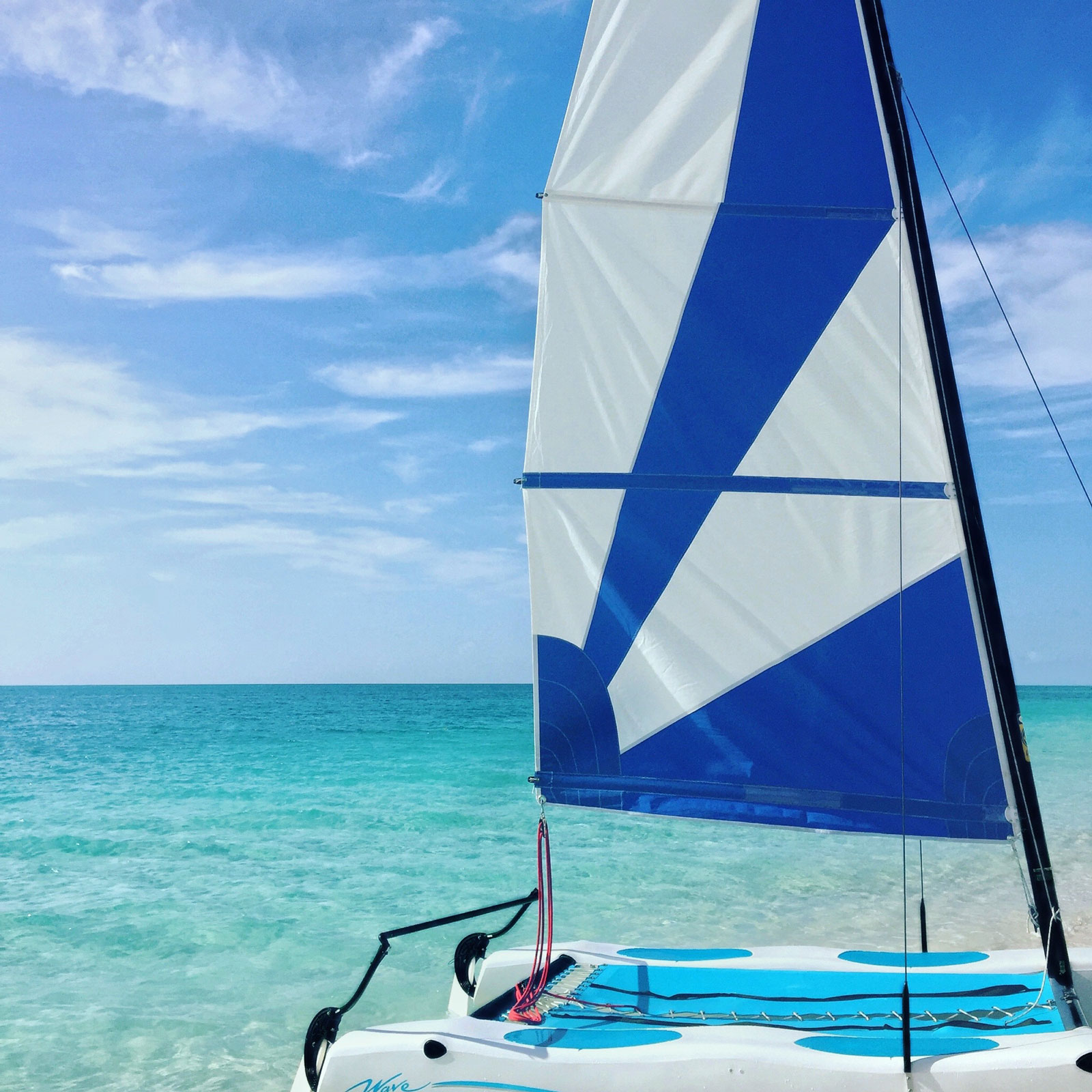 Hobie cat in the water