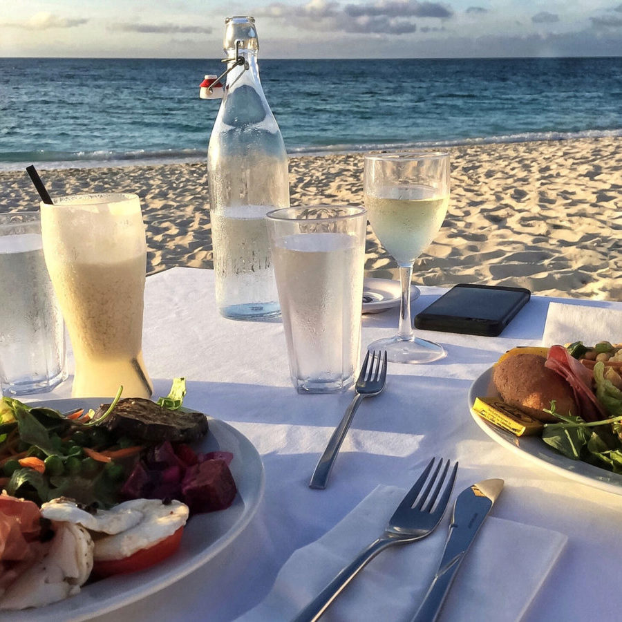 Beautiful picture of the best romantic dinner on Grace Bay Beach—at the 7 Stars Resort.